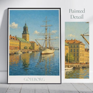 Gothenburg Travel Print ~ Sweden Travel Poster | Painted Wall Art Print & Home Decor | Framed Personalized Print | Vacation Travel Gift