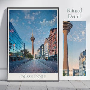 Düsseldorf Travel Print ~ Germany Travel Poster | Painted Wall Art & Home Decor | Framed Personalized Print | Vacation Travel Gift