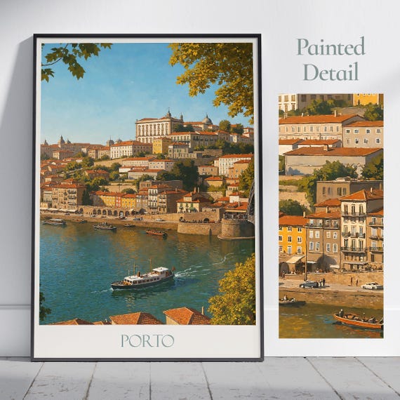 Porto Portugal Travel Poster: Douro River Cityscape Art Print