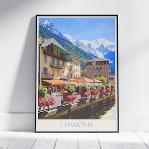 Chamonix Travel Print ~ France Travel Poster | Painted Wall Art Print & Home Decor | Framed Personalized Print | Vacation Travel Gift
