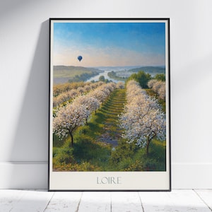 Impressão de viagem no Vale do Loire ~ Pôster de viagem na França | Arte de parede pintada e decoração para casa | Impressão personalizada emoldurada | Presente de viagem de férias