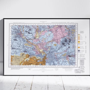 Manchester Vintage Geological Map Print ~ Poster Wall Art Decor