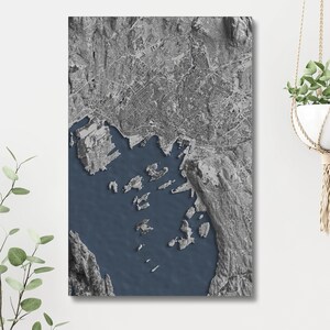 Oslo, Norwegen ~ Reliefkarte Stadtplan Druck Poster Moderne Wanddeko