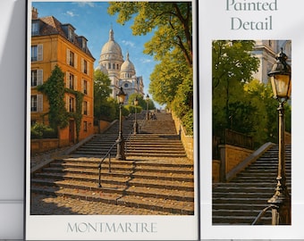 Impresión de Montmartre: Basílica del Sacré-Cœur, Cartel de viaje de París