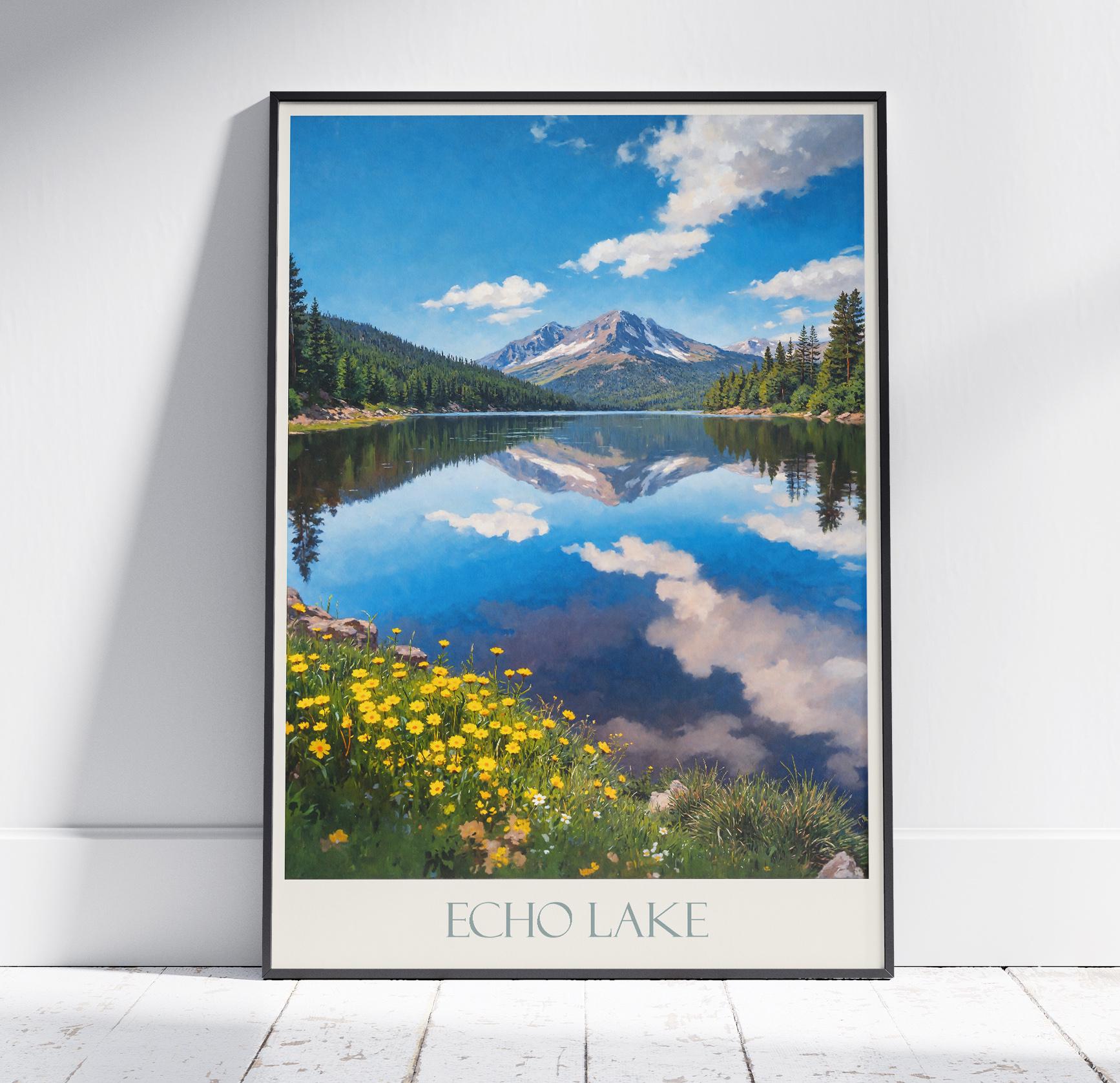 Echo Lake Travel Print ~ Colorado Travel Poster | Painted Wall Art Print & Home Decor | Framed Personalized Print | Vacation Travel Gift