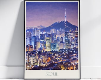 Seoul Travel Print ~ Korea Travel Poster | Painted Wall Art Print & Home Decor | Framed Personalized Print | Vacation Travel Gift