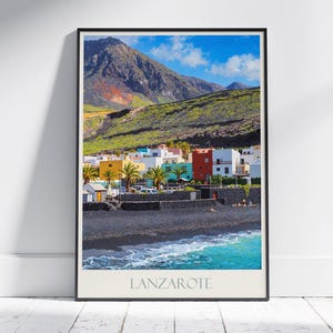 Lanzarote Travel Print ~ Spain Travel Poster | Painted Wall Art Print & Home Decor | Framed Personalized Print | Vacation Travel Gift