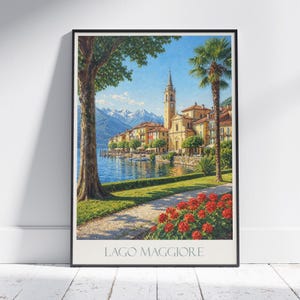 Isola Bella Italy Travel Poster: Lake Maggiore Painted Art Print