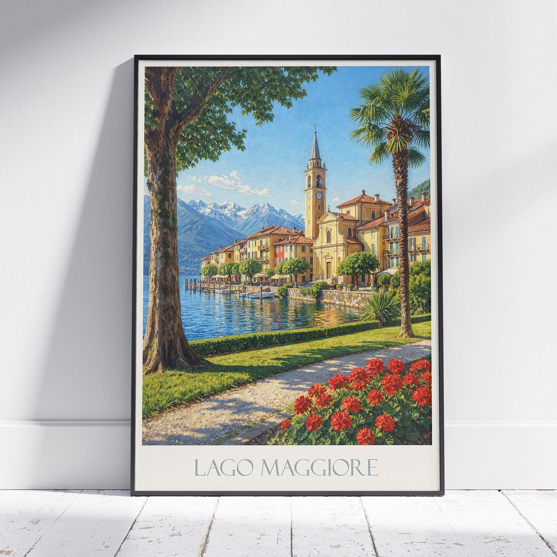 Isola Bella Italy Travel Poster: Lake Maggiore Painted Art Print
