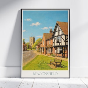 Beaconsfield Travel Poster | Vintage England Print | Buckinghamshire Village Art | UK Home Decor Gift