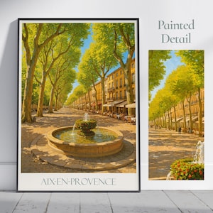 Aix-en-Provence Travel Print ~ France Travel Poster Wall Art Home Decor Gift Personalized Framed