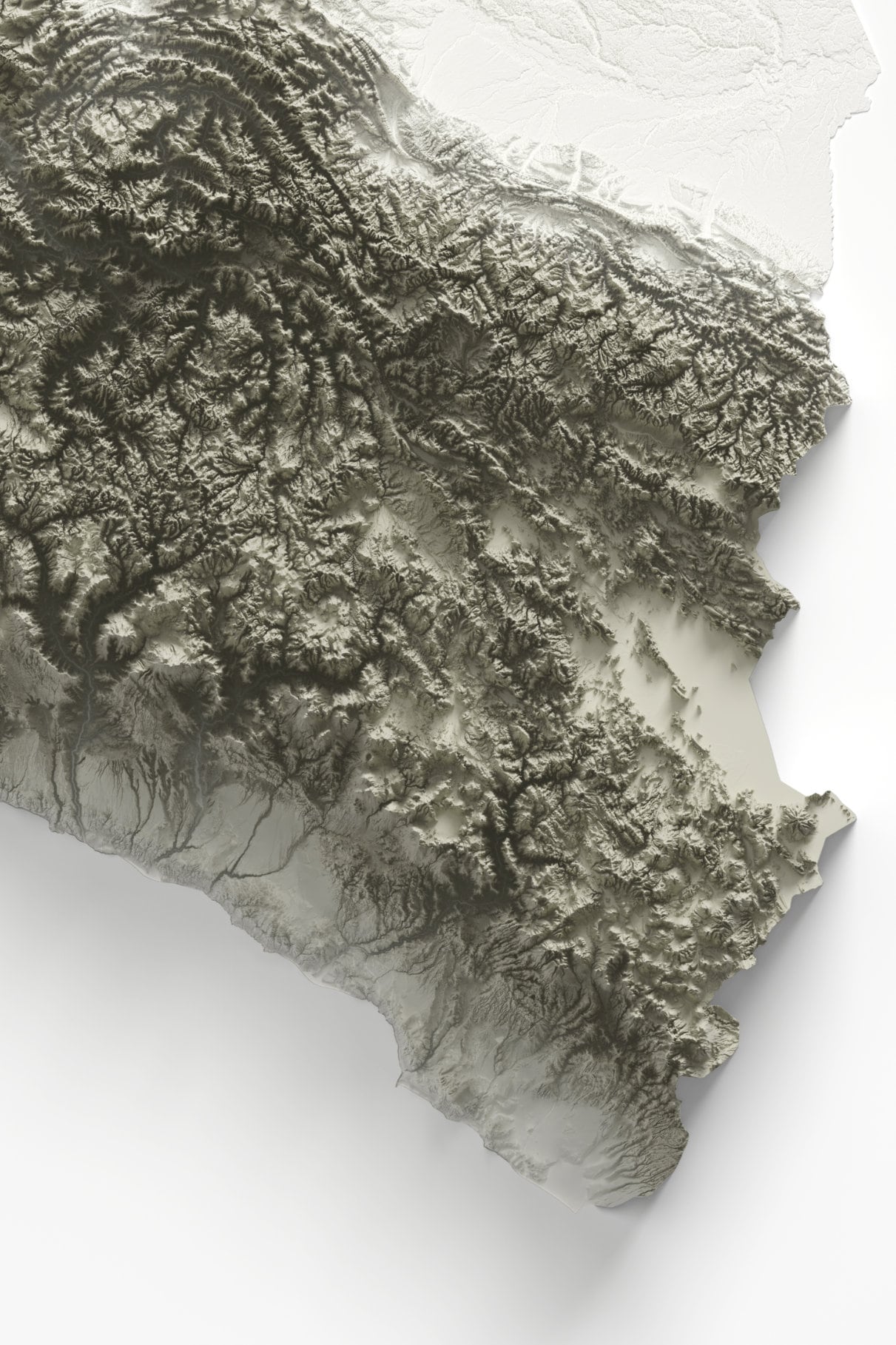 Peru Map 2D Minimalist Topographic Relief Print Shaded Relief Poster ...