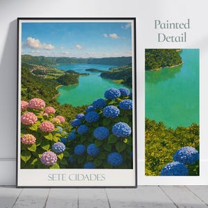 Sete Cidades Print: Azores Portugal Travel Poster, Lagoa Azul