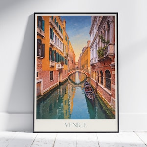 Venice Travel Print ~ Italy Canal Travel Poster | Painted Wall Art & Home Decor | Framed Personalized Print | Vacation Travel Gift