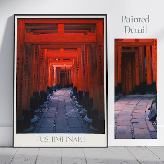 Fushimi Inari Print: Kyoto Japan Travel Poster, Vermilion Torii