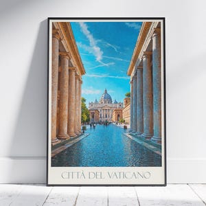 Stampa di viaggio della Città del Vaticano, Roma ~ Poster di viaggio romano in Italia, arte murale, decorazione per la casa, regalo personalizzato con cornice
