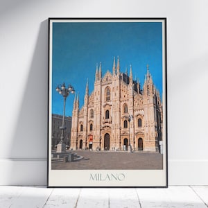 Milan Travel Print, Duomo ~ Italy Travel Poster | Painted Wall Art & Home Decor | Framed Personalized Print | Vacation Travel Gift