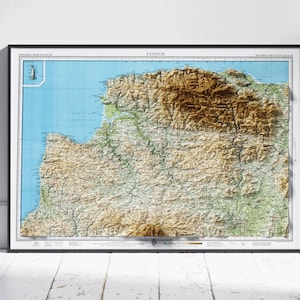Exmoor Flache 2D Relief Vintage Karte ~ Poster Wand Kunst Dekor