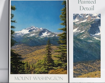 Mount Washington Print: New Hampshire Travel Poster, Painted Style