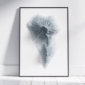 La Palma Map ~ Flacher minimalistischer topographischer 2D-Druck ~ schattiertes Relief Poster Wandkunst modernes Dekor