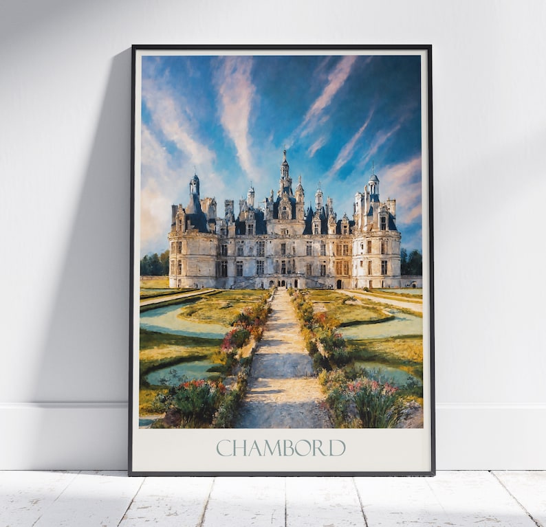 Schloß Chambord Reiseplakat, Loiretal Frankreich Klassisches