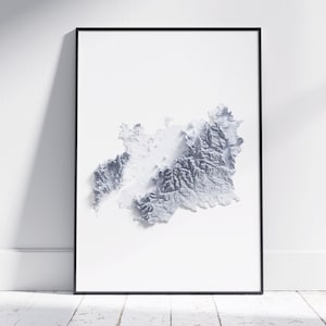 Gloucestershire Karte ~ 2D Minimalistischer Druck ~ Topographisch Relief Poster Wand Kunst Modernes Dekor