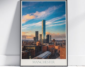 Manchester Travel Print ~ Poster Travel Wall Art Home Decor Gift Personalized Framed