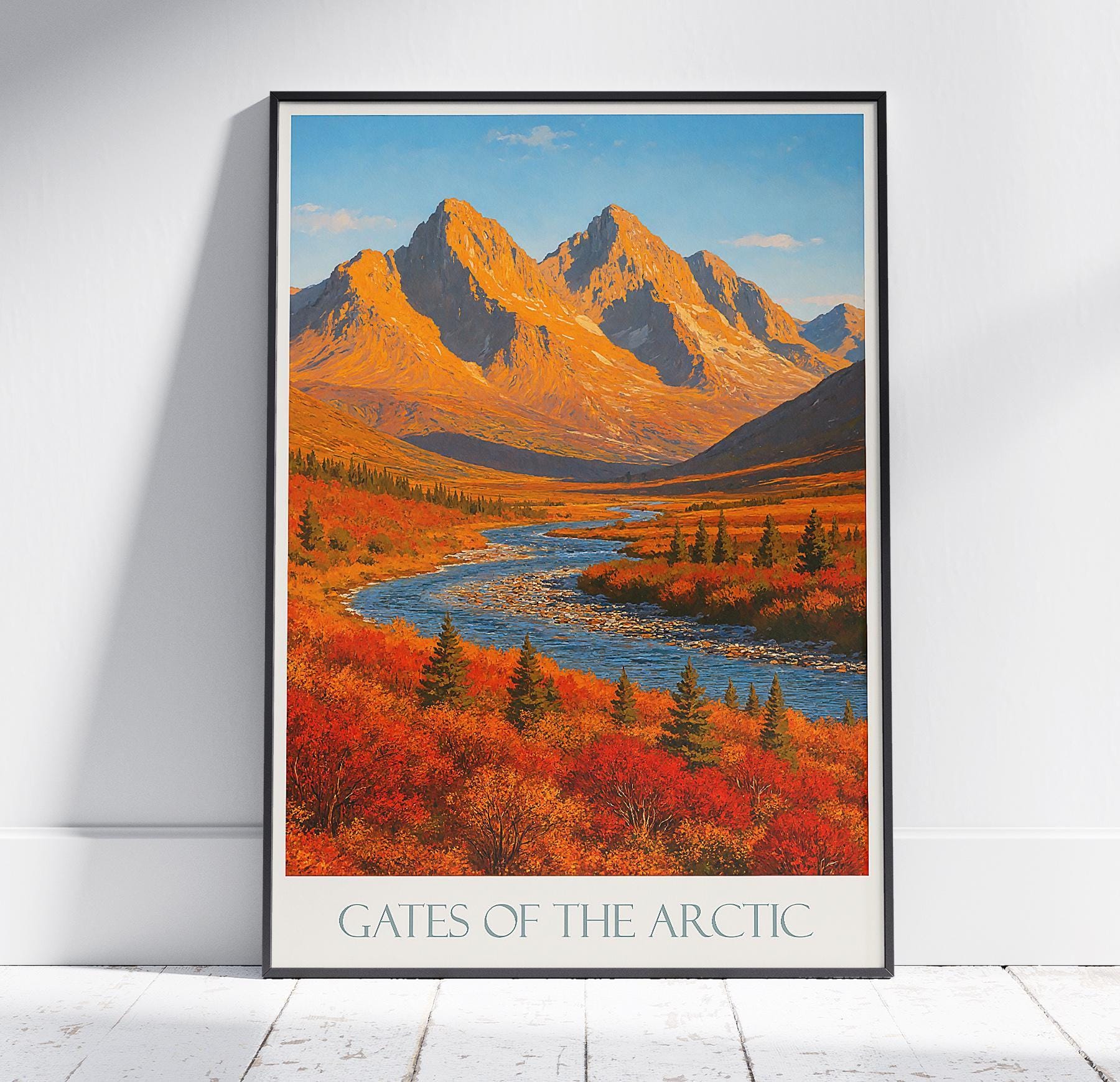 北極の門の版画：アラスカの山の風景画 - Etsy 日本