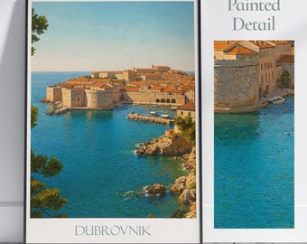 Dubrovnik Croatia Travel Poster: Painted Mediterranean Wall Art