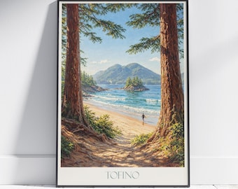 Tofino Canada Travel Poster: Vancouver Island Beach Painted Art Print