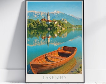 Lake Bled Travel Poster: Slovenia Island Church Art Print