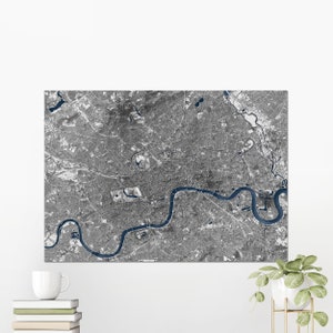 Londres, Royaume-Uni ~ carte en relief de la ville ombragée, affiche imprimée, décoration d'art murale moderne