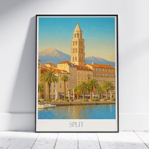 Split Travel Print ~ Croatia Travel Poster | Painted Wall Art & Home Decor | Framed Personalized Print | Vacation Travel Gift