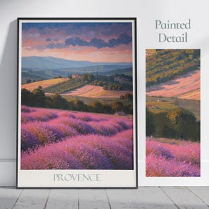 Provence Travel Print, Lavender Fields ~ France Travel Poster Wall Art Home Decor Gift Personalized Framed