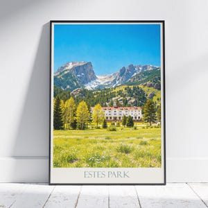 Estes Park Colorado Travel Poster: the Stanley Hotel & Rockies