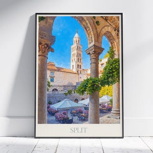 Split Travel Print ~ Croatia Travel Poster | Painted Wall Art & Home Decor | Framed Personalized Print | Vacation Travel Gift