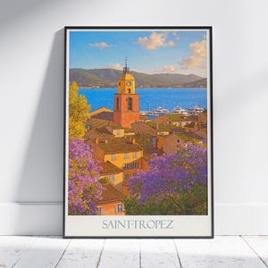 Saint Tropez Travel Print ~ French Riviera France Travel Poster Wall Art Decor Gift Personalized Framed