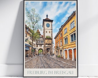 Freiburg im Breisgau Travel Print ~ Germany Travel Poster | Painted Wall Art & Home Decor | Framed Personalized Print | Vacation Travel Gift