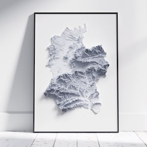 Wiltshire Karte ~ 2D Minimalistischer Druck ~ Topographisch Relief Poster Wand Kunst Modernes Dekor ~ Salisbury, Swindon, Chippenham, Trow Bridges