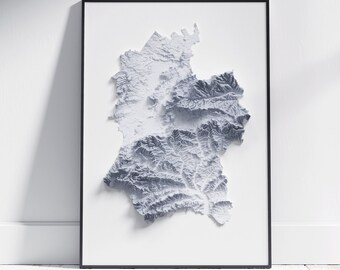 Wiltshire Map ~ 2D Minimalist Print ~ Topographic Shaded Relief Poster Wall Art Modern Decor ~ Salisbury, Swindon, Chippenham, Trowbridge