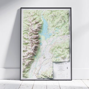 Grand Teton National Park Karte ~ Landkarte Vintage 2D ~ Wyoming Poster Wand Kunst Topographie