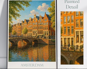 Amsterdam Canal Print: Evening Light, Dutch Architecture