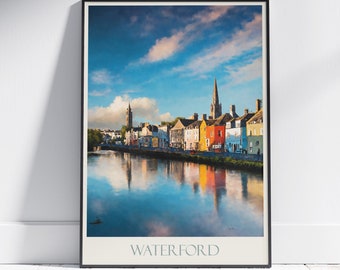 Waterford Travel Print ~ Ireland Travel Poster | Painted Wall Art Print & Home Decor | Framed Personalized Print | Vacation Travel Gift