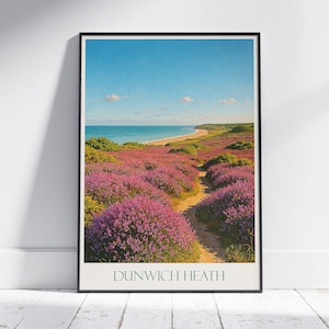 Dunwich Heath Travel Poster, Suffolk Coast ~ England Heathland Art Print | Nature Landscape Wall Decor Gift
