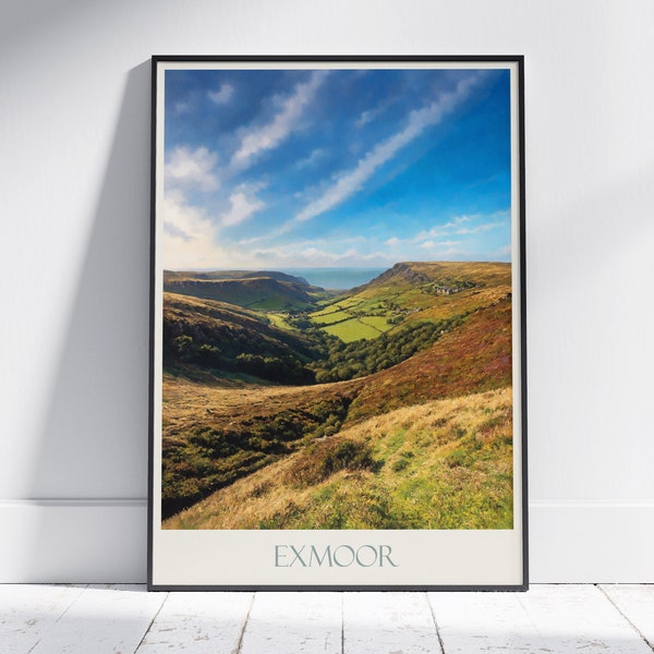 Exmoor National Park Travel Print ~ Travel Poster | Painted Wall Art & Home Decor | Framed Personalized Print | Vacation Travel Gift