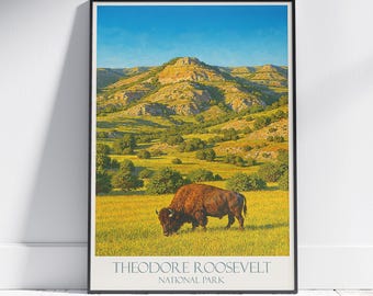 Theodore Roosevelt National Park Print: North Dakota Bison Travel Poster