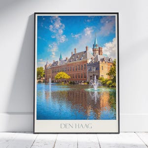 The Hague Travel Print ~ Netherlands Travel Poster | Painted Wall Art & Home Decor | Framed Personalized Print | Vacation Travel Gift