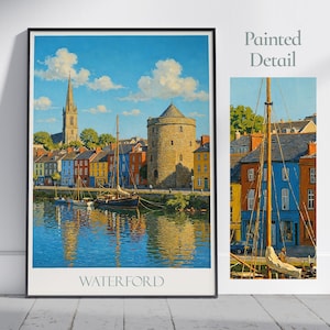 Waterford Travel Print ~ Ireland Travel Poster | Painted Wall Art Print & Home Decor | Framed Personalized Print | Vacation Travel Gift