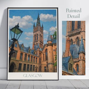 Glasgow Travel Print ~ Poster Scotland Travel Wall Art Home Decor Gift Personalized Framed