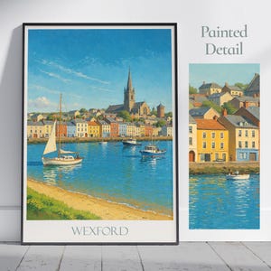 Wexford Travel Print ~ Ireland Travel Poster | Painted Wall Art Print & Home Decor | Framed Personalized Print | Vacation Travel Gift